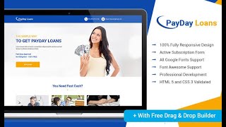 HTML5 Payday Loan Responsive Landing Page Design Template With Free Builder