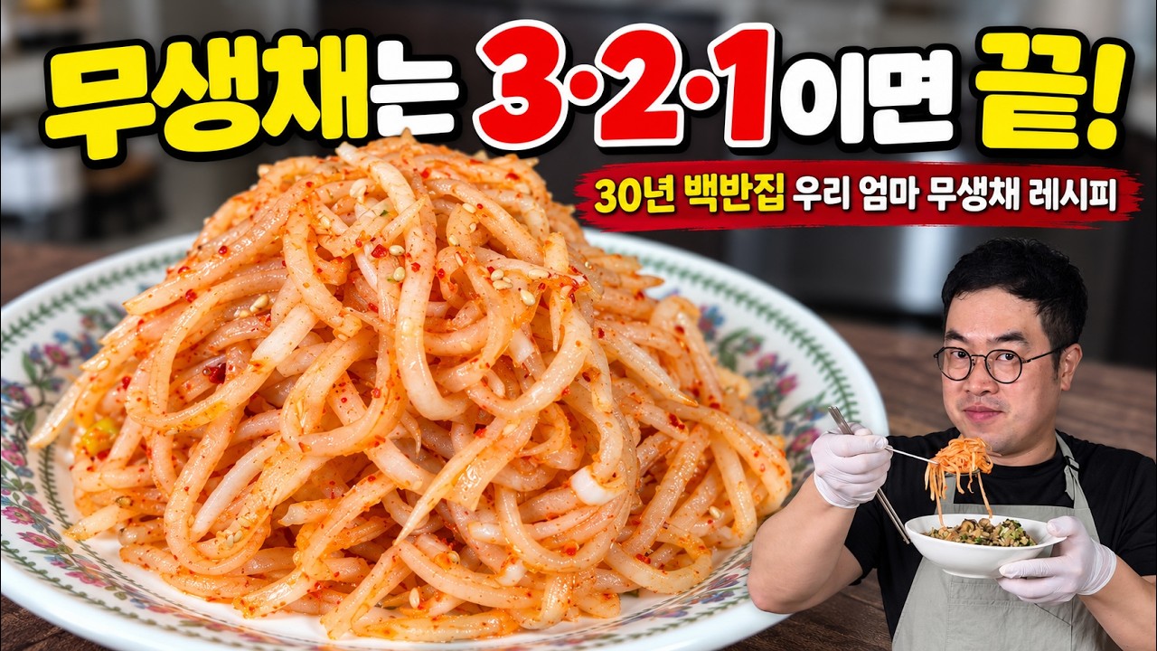 30년 백반집 우리 엄마 무생채 만드는 법! 절이지 않고 3·2·1 양념 비율이면 끝! | Korean Spicy Radish Salad (Musaengchae)