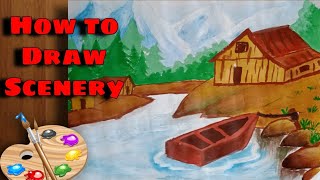 How to Draw Beautiful and simple Scenery || #StepbyStep || #CreativeFun