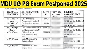 Mdu Exam Postponed UG/PG 3rd Semester 2025| Mdu Exams 2025 |Datesheet Out Revised 2025