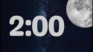 2 Minute Fun Moon Classroom Timer (No Music, Space Synth Alarm at End)