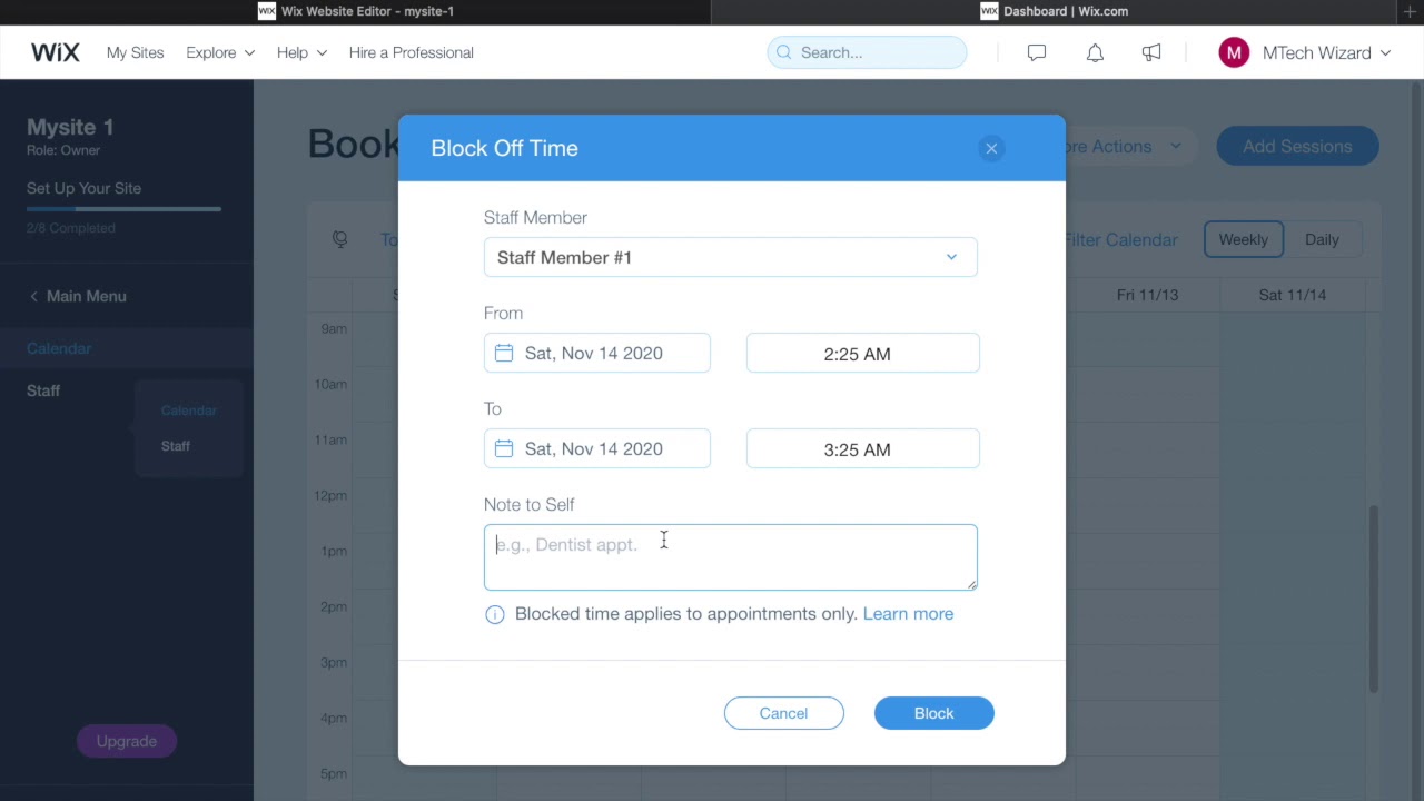 Steps To Block Off Time For Appointments On Wix YouTube Steps To Block Off Time For Appointments On Wix YouTube