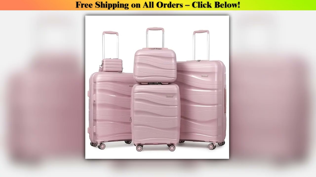 Melalenia 5-Piece Travel Luggage Set, Hard Shell Lightweight Durable Suitcase with Cosmetics Case