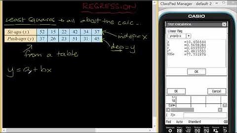 VCE Further Maths - Data - Regression - 3d - find the least squares regression line with calculator