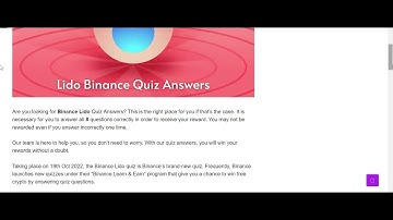 Binance Lido Quiz Answers