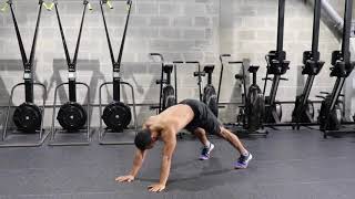 Inchworm push ups + Toe taps