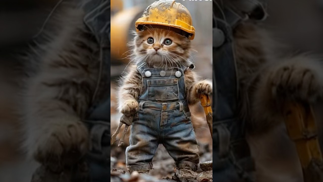 Poor cat hardworking 