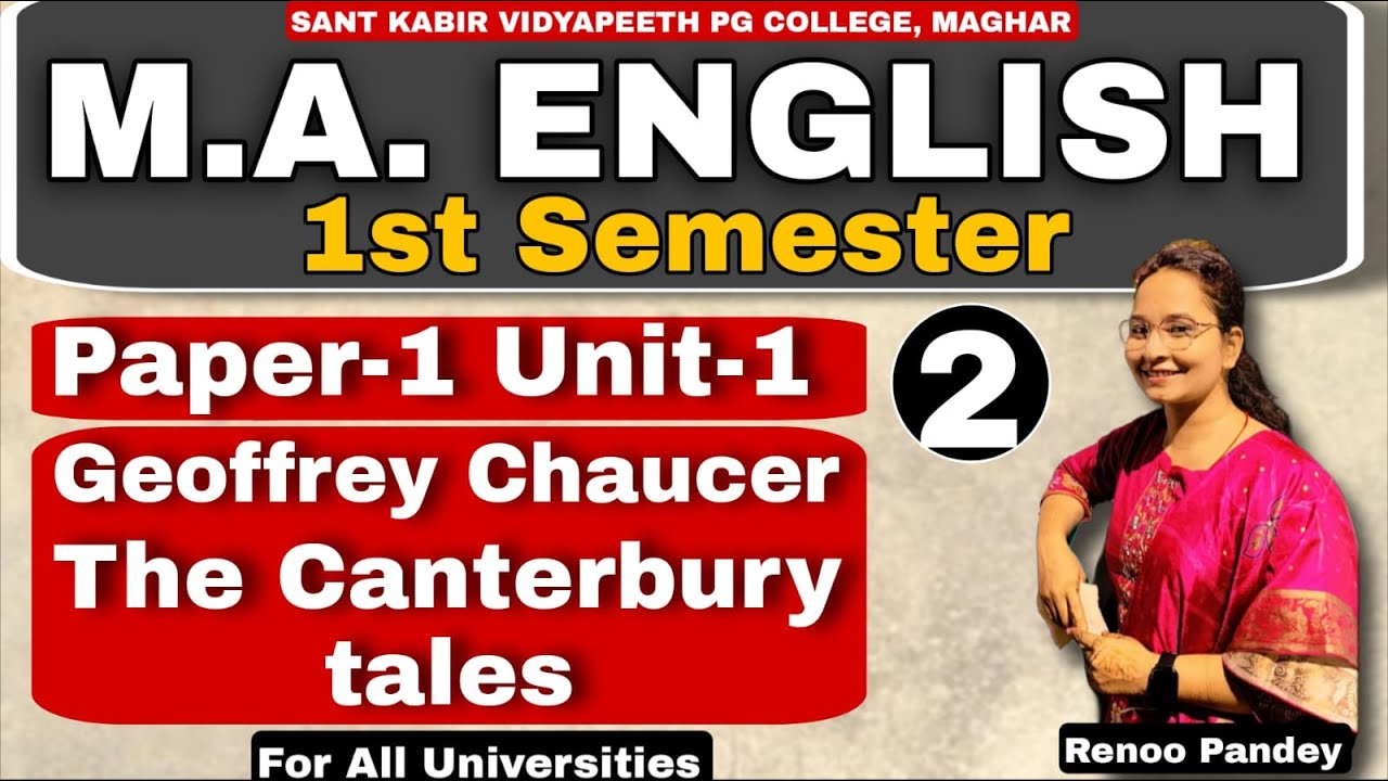 P1 L-1| M.A ENGLISH 1st SEMESTER GEOFFREY CHAUCER-THE CANTERBURY TALE'S COMPLETE IN ONE SHOT