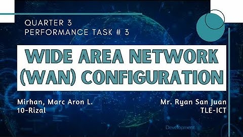 Configuring Wide Are Network (WAN) || TLE-CSS RIZAL