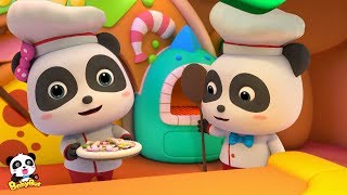baby panda makes yummy pizzas cooking in kitchen kids role play babybus