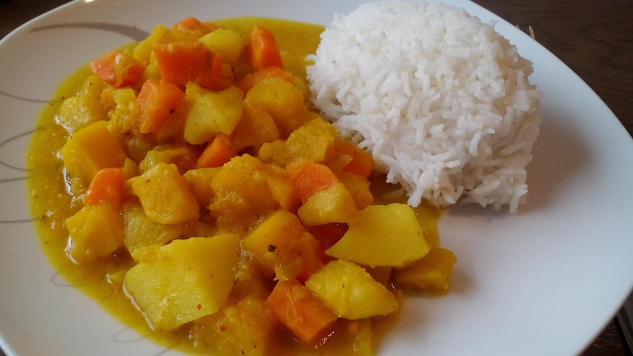 Kürbis - Curry mit Reis ( vegan ) - YouTube