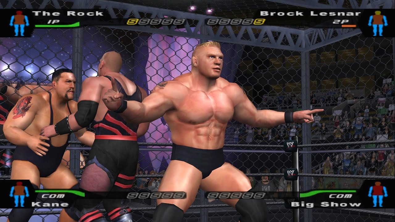 Brock Lesnar Big Show vs The Rock Kane | Here Comes the Pain | Hell in a Cell Tag | RX 6600 | HCTP