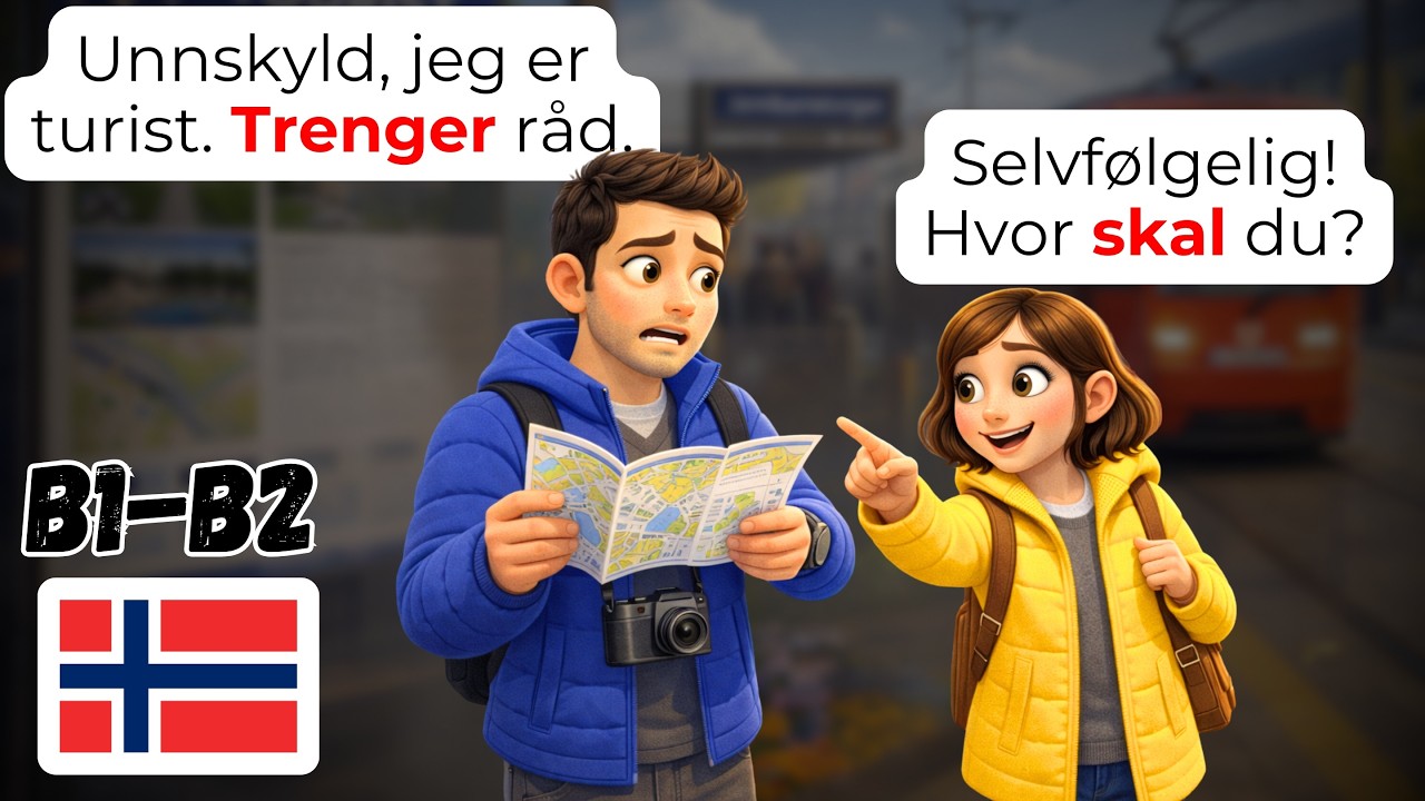 🇳🇴 Выучите норвежский за 25 минут: 60+ фраз для общественного транспорта | B1-B2
