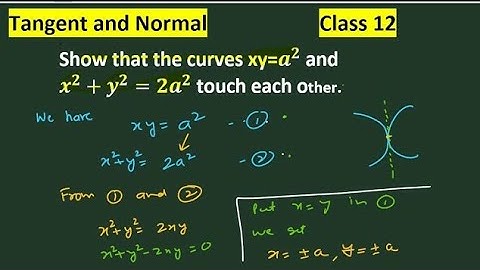 Show that the curves xy=a^2 and x^2+y^2=2a^2 touch each other | Tangent and Normal Question Class 12