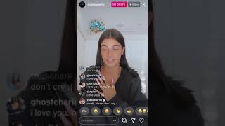 Charli D'amelio cries on instagram live and apologizes to Chase Hudson and Nessa Barrett