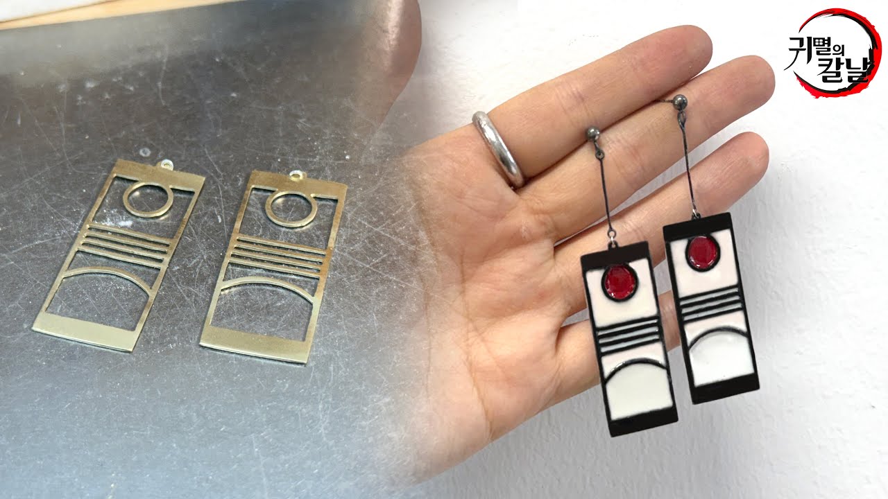 sub)'귀멸의 칼날' 탄지로 귀걸이 만들기ㅣMaking Tanjiro Earrings | Demon Slayer | 炭治郎のイヤリング作り｜鬼滅の刃