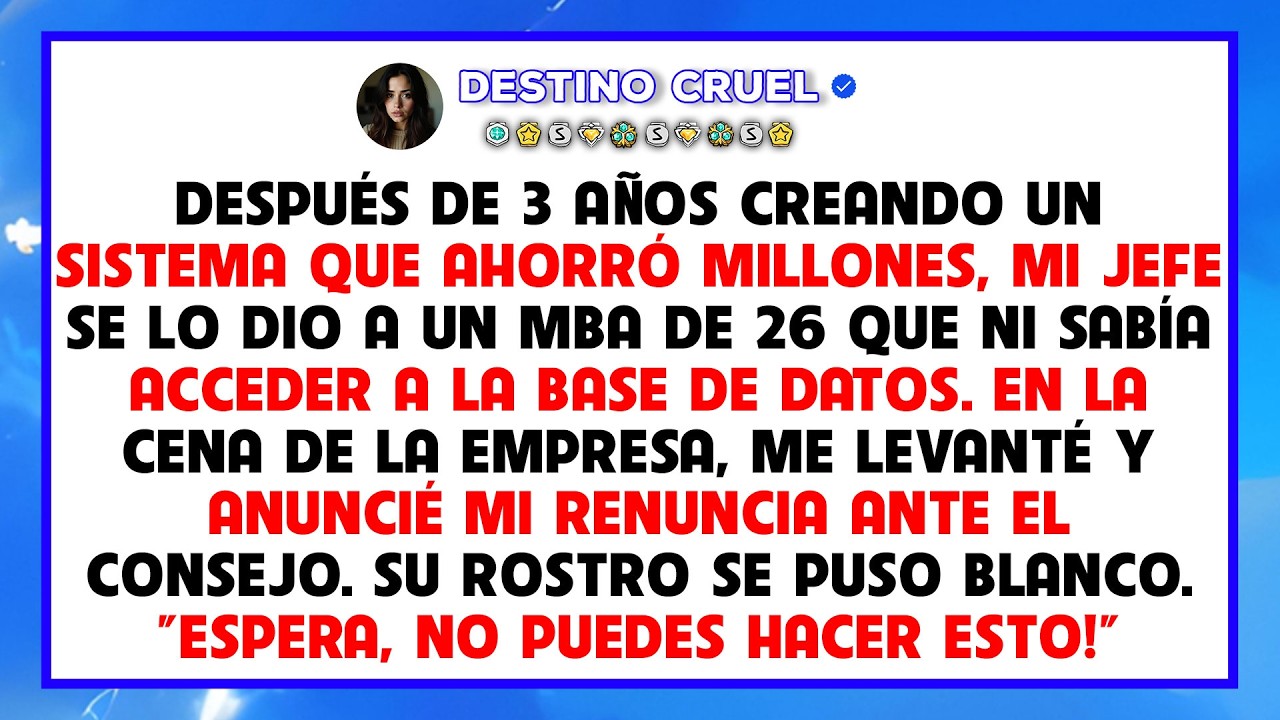 Mi jefe le dio mi proyecto a un MBA de 26 años, mi renuncia los dejó en shock
