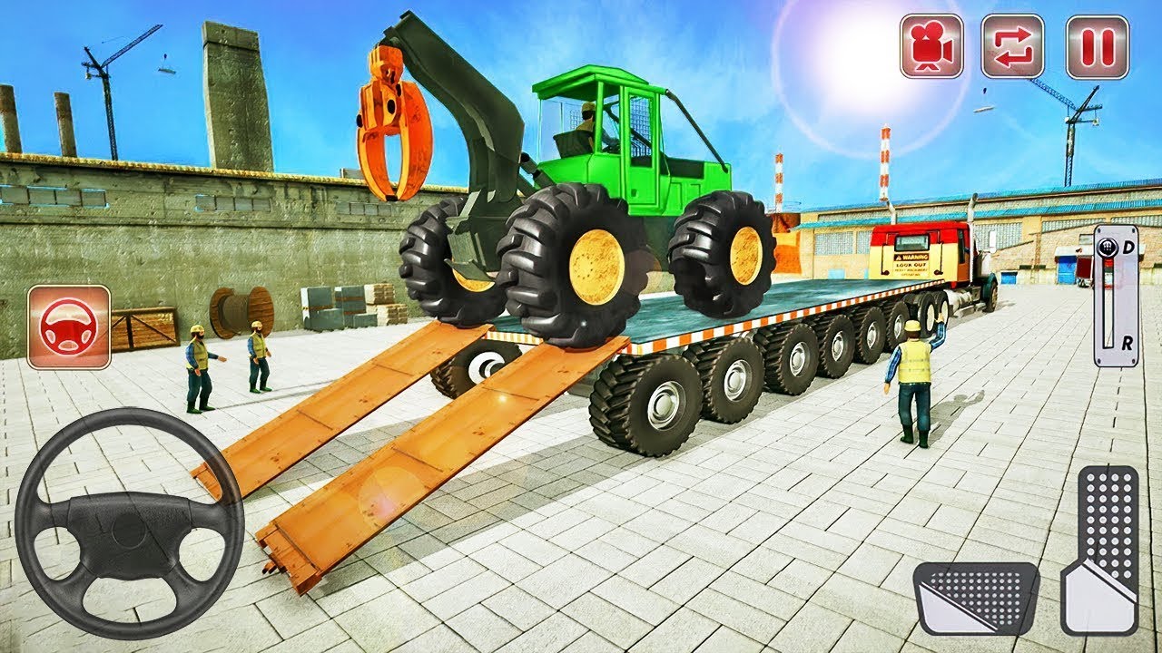 Transporting Heavy Construction Vehicles on Long Trailer Truck - Android Gameplay