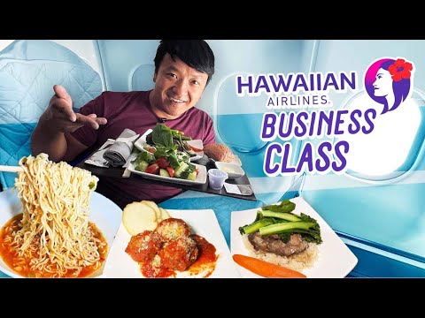 Hawaiian Airlines EXTRA COMFORT vs. BUSINESS CLASS Flight & FOOD REVIEW! Los Angeles to Seoul