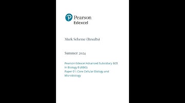 2024 PEARSON EDEXCEL AS BIOLOGYB MARK SCHEME PAPER1(8BI0/01 Core Cellular Biology and Microbiology).