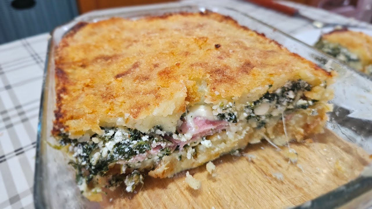 TORTINO DI PATATE GOLOSO farcito con ricotta spinaci prosciutto e scamorza 😉 