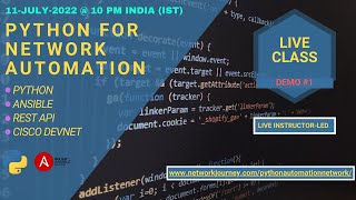 Demo#2 (LIVE @ 10 PM India) Python Network Automation - Book Free Trial \ 12 July 2022