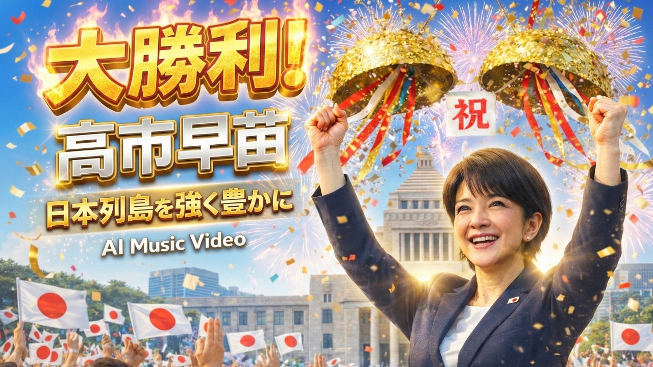 【大勝利！】ありがとう！高市早苗政権応援歌｜日本列島を、強く豊かに。 ＜アレンジ編＞AI Music Video　#ai動画 #感動 #政治 #自民党 #勝利の女神 #平和 #日本一