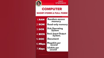 Computers short-form & Full- forms#computer #shortvideo #viralreels #masterexcel #shorts
