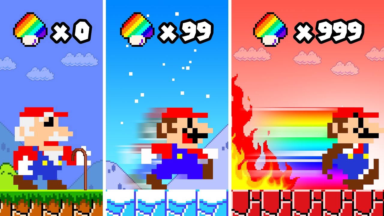 Mario Wonder but Every Rainbow Mushroom Makes Mario FASTER and POWER | 2TB STORY GAME