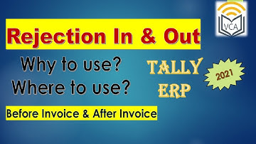 Rejection in/Rejection out in Tally ERP