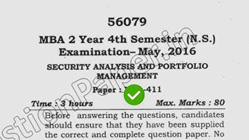 2016 Mdu MBA 4th Sem Security Analysis & Portfolio Management Question Paper