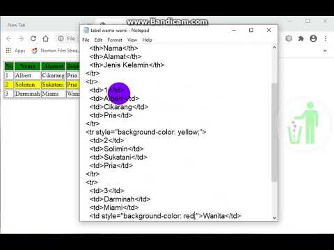 HTML Dasar dengan NOTEPAD 5 MEWARNAI TABEL - YouTube