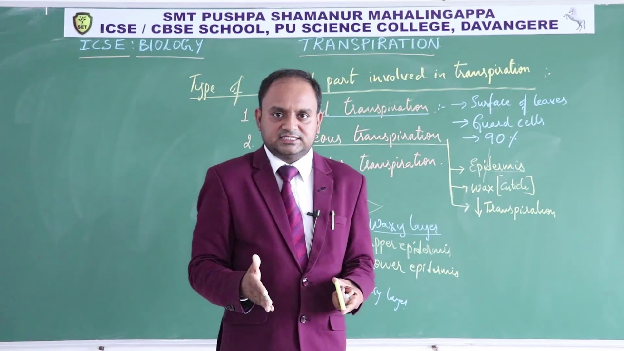 CBSE ICSE School & PU Science College Near Davanagere 03.TRANSPIRATION - A