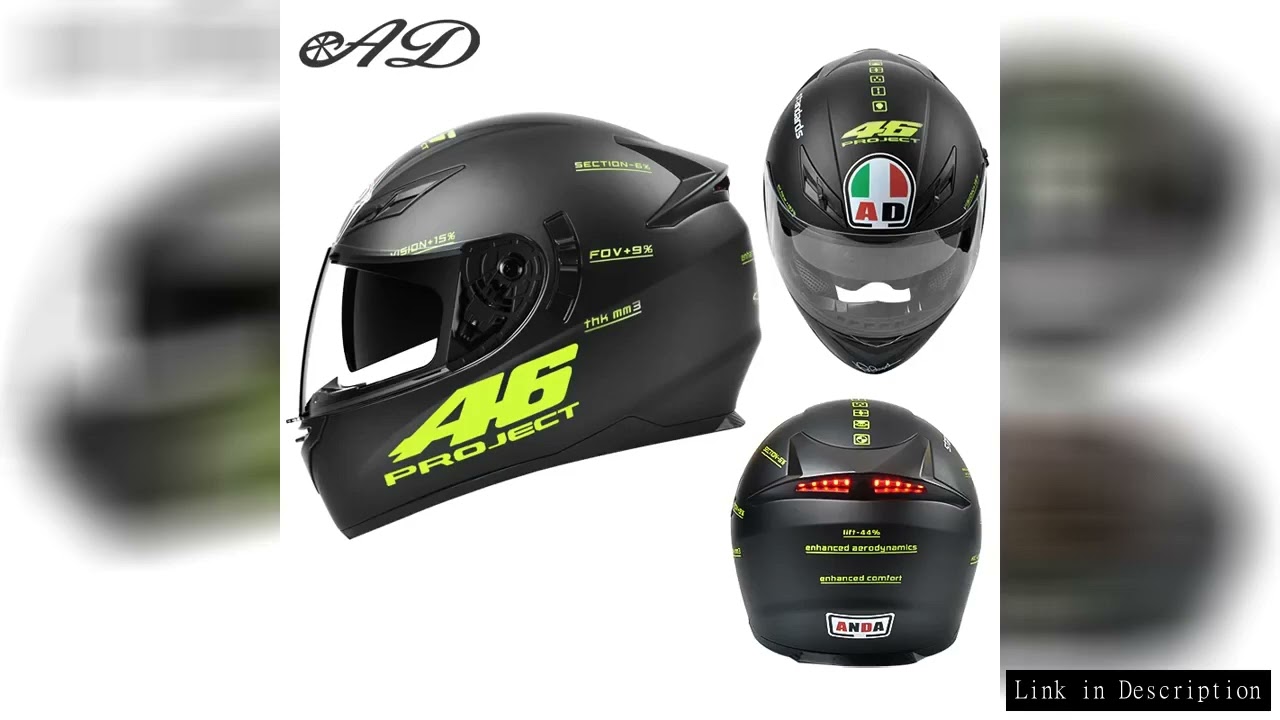 AD full helmet LED taillights paired with off-road essential motorcycle helmets for both men and wom