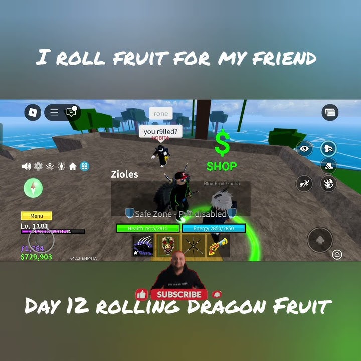 I roll fruit for my friend Day 12 rolling Dragon Fruit #blox Fruit #roblox