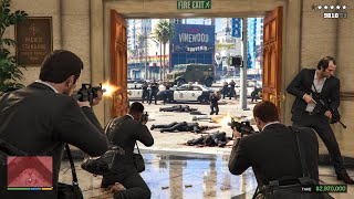 GTA 5 - Niko Bellic, Michael, Franklin & Trevor Bank Heist   Ten Star Escape
