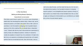 Research questions and Statement of the problem