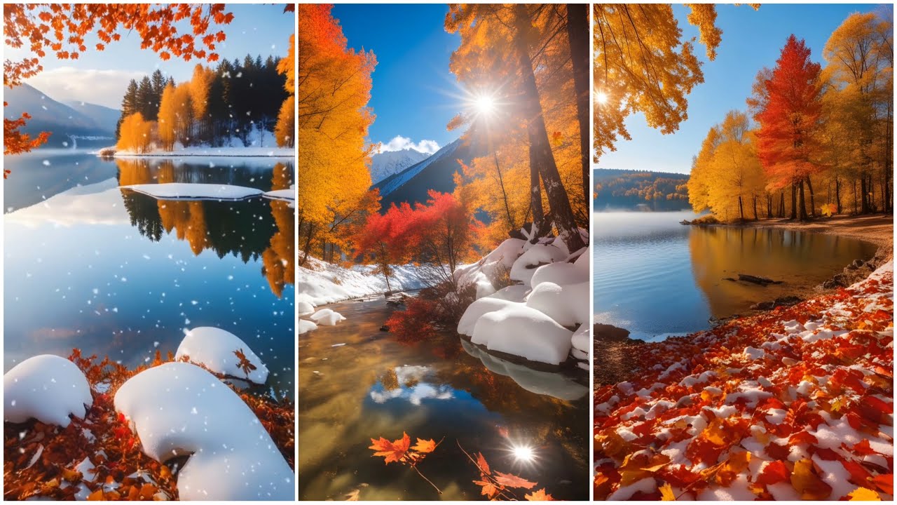 4K Snowfall Icy Landscapes Maple Tree Magic and Tranquil Lakes