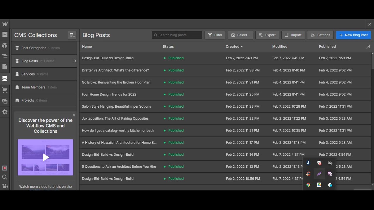 Webflow CMS Blog Post Data Entry