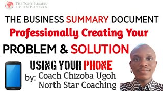 PROBLEM & SOLUTION - TEF 2022 BUSINESS PLAN SUMMARY DOCUMENT CREATION - Part 1