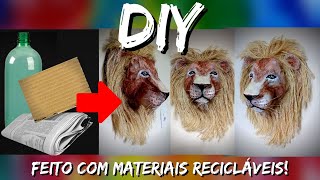DIY - CABEÇA DE LEÃO 3D COM  GARRAFA PET E  OUTROS MATERIAIS RECICLÁVEIS !