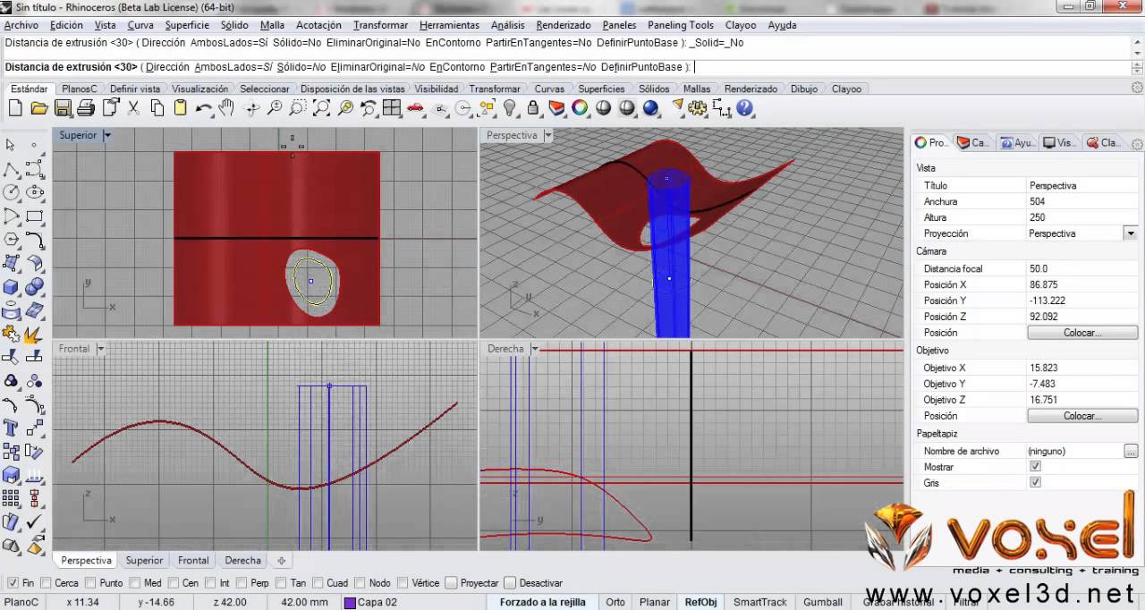 Rhinoceros 3D Blend Surface Ejemplo Básico - YouTube