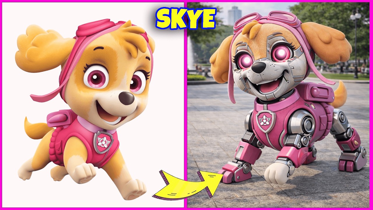 Paw Patrol Characters as Robot + Guess The Voice Quiz ~ Skye, Chase, Rocky, Marshall...