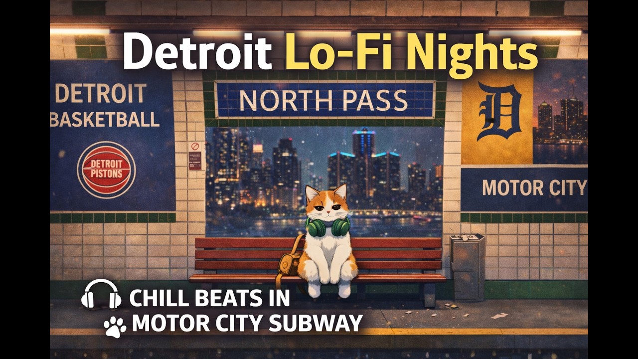 Detroit Lo-Fi Nights 🐾 Chill Beats with a Cat in Motor City Subway