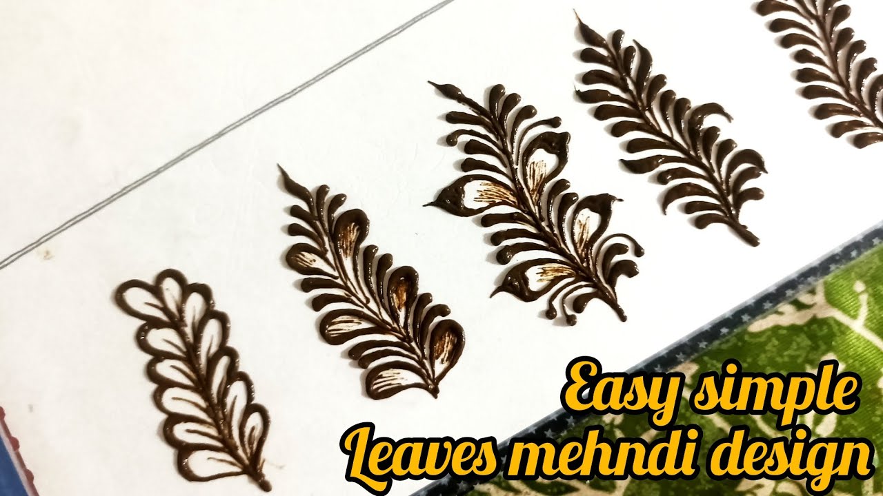 Easy simple leaves mehndi design || mehndi design in drawing pepar 