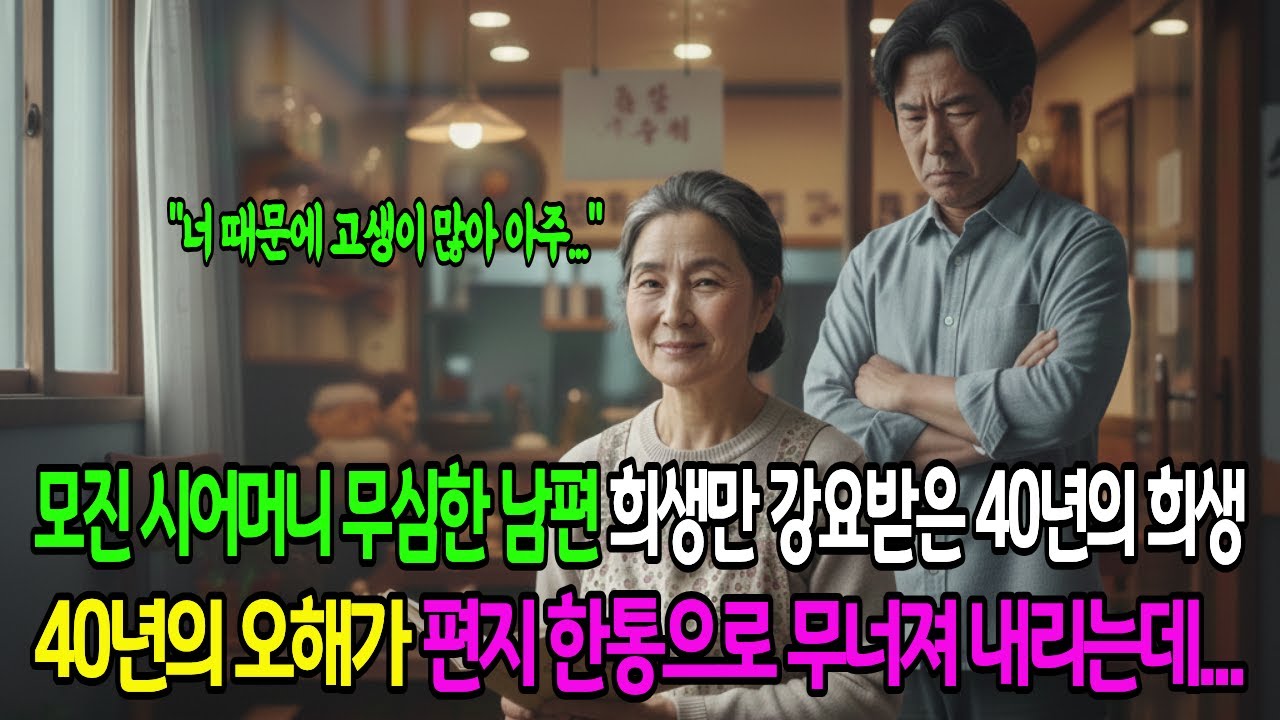 모진 시어머니 무심한 남편 희생만 강요받은 40년의 희생, 40년의 오해가 편지 한통으로 무너져 내리는데... 