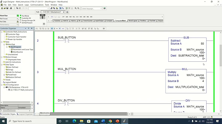 Math Instructions in Studio 5000 video #18