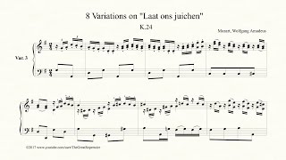 Mozart, 8 Variations on Laat ons juichen, K 24, Var 3, Harpsichord