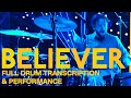 Imagine Dragons - Believer (Jimmy Kimmel Live!/2017) - Full Drum Transcription & Performance
