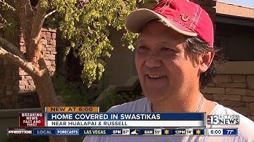 Home covered in swastikas